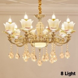 Lampadario tradizionale classico in metallo integrato a 8 luci