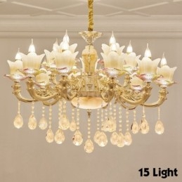 Lampadario tradizionale classico in metallo integrato a 15 luci