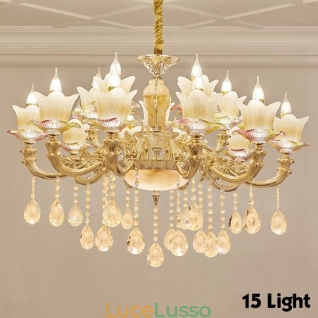 Lampadario tradizionale classico in metallo integrato a 15 luci Lampadario tradizionale classico in metallo integrato a 15 luci
