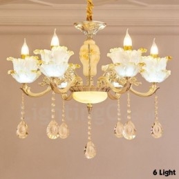 Lampadario tradizionale classico in metallo integrato a 6 luci