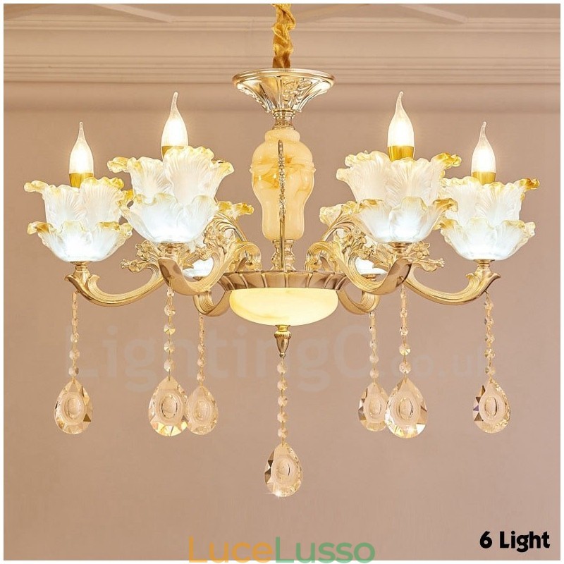 Lampadario tradizionale classico in metallo integrato a 6 luci