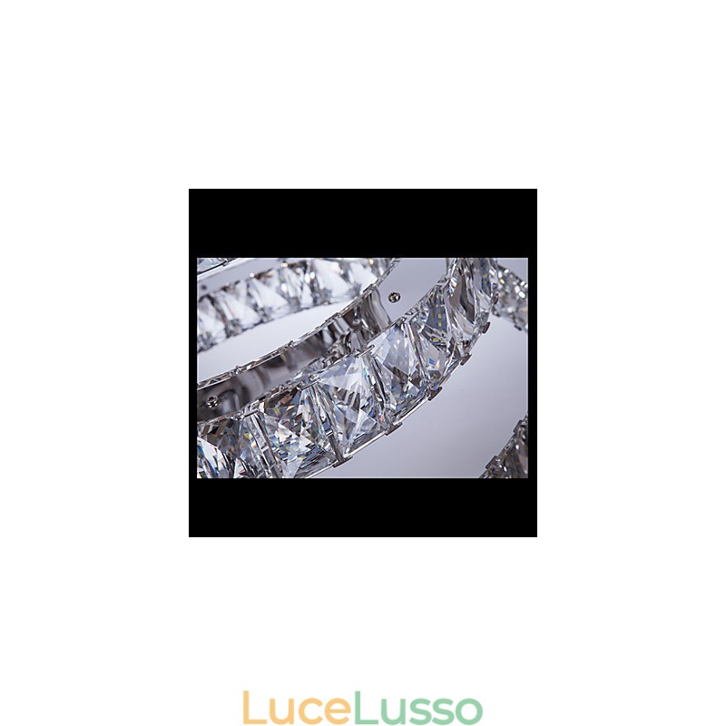 Lampada a sospensione moderna illuminazione bianco caldo tre anelli D204060 trasparente K9 grandi luci da soffitto in cristallo