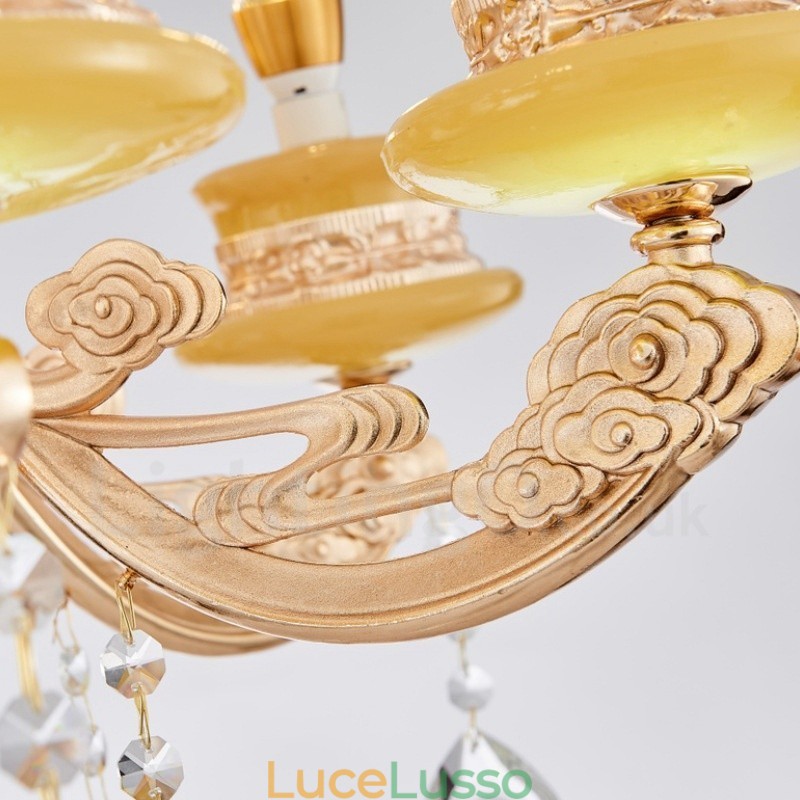 Lampadario di lusso tradizionale classico integrato in metallo a 6 luci