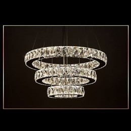 Lampada a sospensione moderna illuminazione bianco caldo tre anelli D204060 trasparente K9 grandi luci da soffitto in cristallo