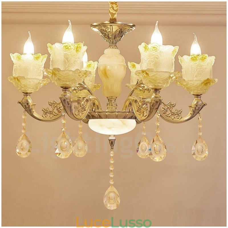 Lampadario tradizionale classico in metallo integrato a 6 luci