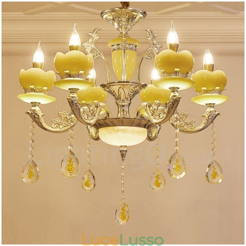 Lampadario tradizionale classico in metallo integrato a 6 luci