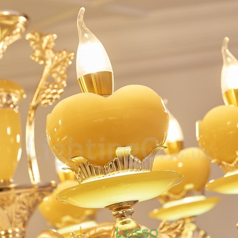 Lampadario tradizionale classico in metallo integrato a 6 luci