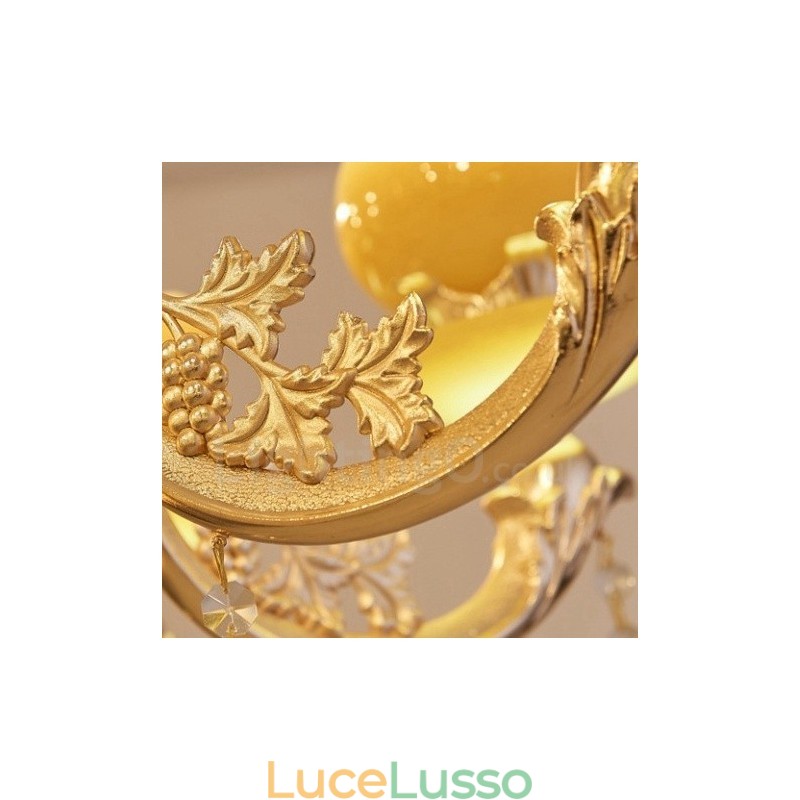 Lampadario tradizionale classico in metallo integrato a 6 luci