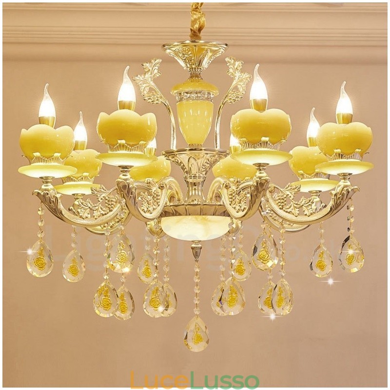 Lampadario tradizionale classico in metallo integrato a 8 luci