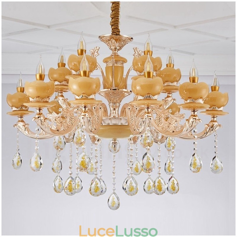 Lampadario tradizionale classico in metallo integrato a 15 luci