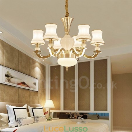 Lampadario di lusso in metallo integrato classico tradizionale a 6 luci Lampadario di lusso in metallo integrato classico tradizionale a 6 luci