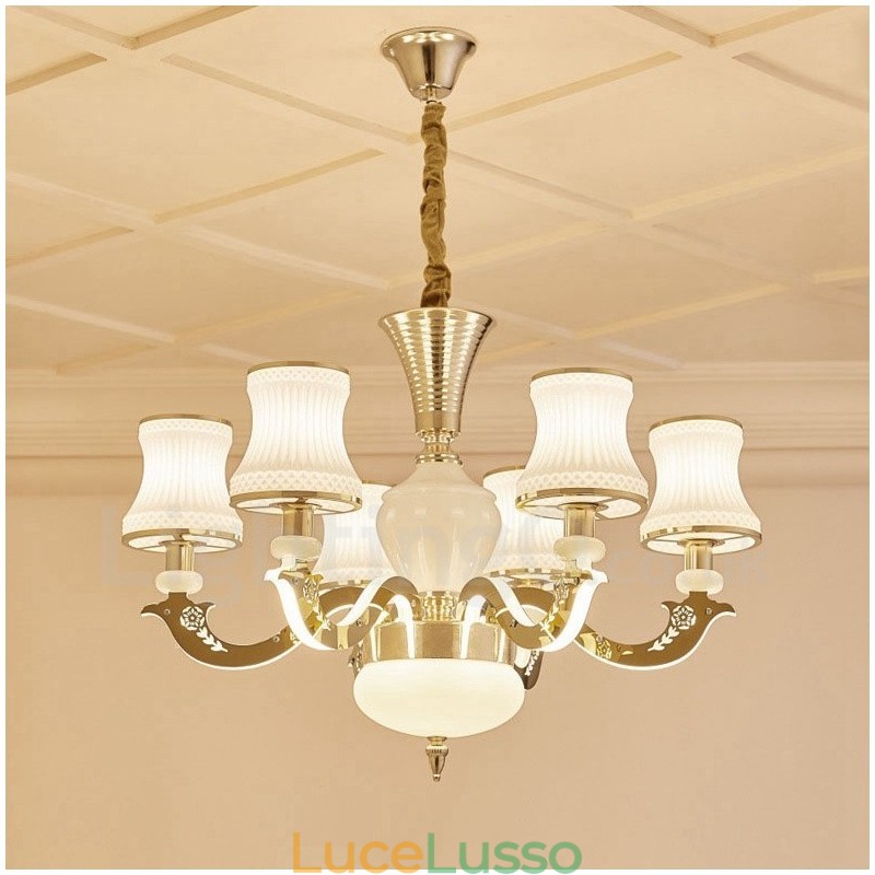 Lampadario di lusso in metallo integrato classico tradizionale a 6 luci