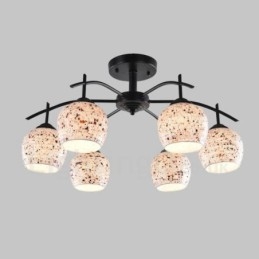Lampadario integrato in stile mediterraneo a 6 luci con paralume in vetro