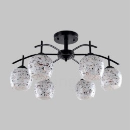 Lampadario integrato in stile mediterraneo a 6 luci con paralume in vetro
