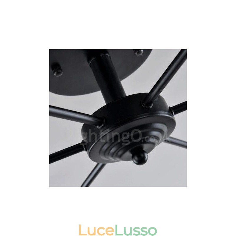 Lampadario integrato in stile mediterraneo a 6 luci con paralume in vetro