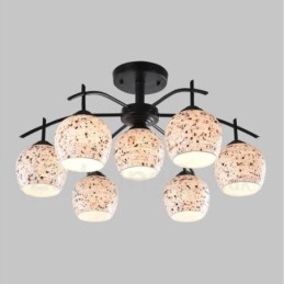 Lampadario integrato in stile mediterraneo a 7 luci con paralume in vetro