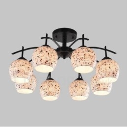 Lampadario integrato in stile mediterraneo a 8 luci con paralume in vetro