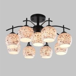 Lampadario integrato in stile mediterraneo a 9 luci con paralume in vetro