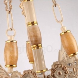 Lampadario in metallo integrato in stile mediterraneo a 3 luci con paralume in vetro