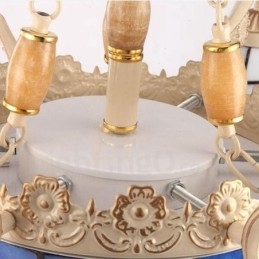 Lampadario in metallo integrato in stile mediterraneo a 3 luci con paralume in vetro