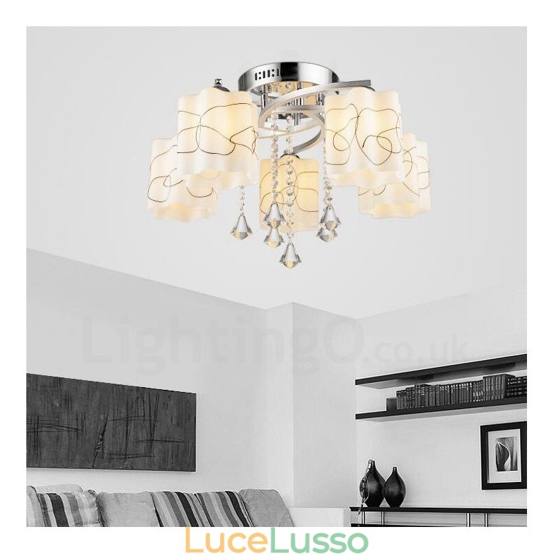 Lampadario moderno contemporaneo integrato a 5 luci