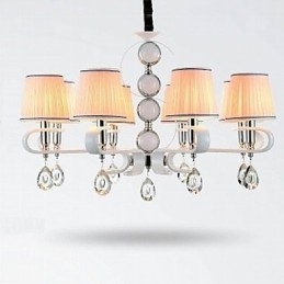 Lampadario in tessuto 8 luci Lampada di alta qualità Anello in argento giada bianca