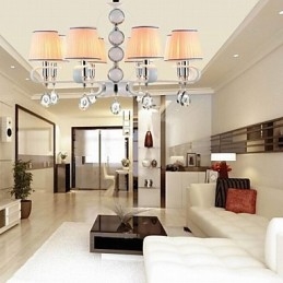 Lampadario in tessuto 8 luci Lampada di alta qualità Anello in argento giada bianca