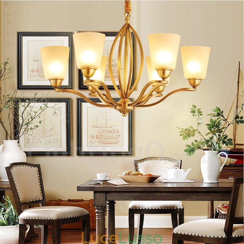 Lampadario in metallo integrato Rustic Lodge a 6 luci