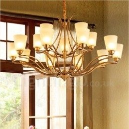 Lampadario in metallo integrato Rustic Lodge da 15 luci
