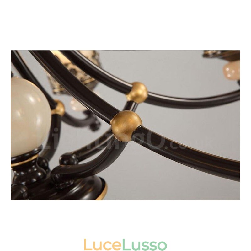 Lampadario tradizionale classico in metallo integrato a 3 luci