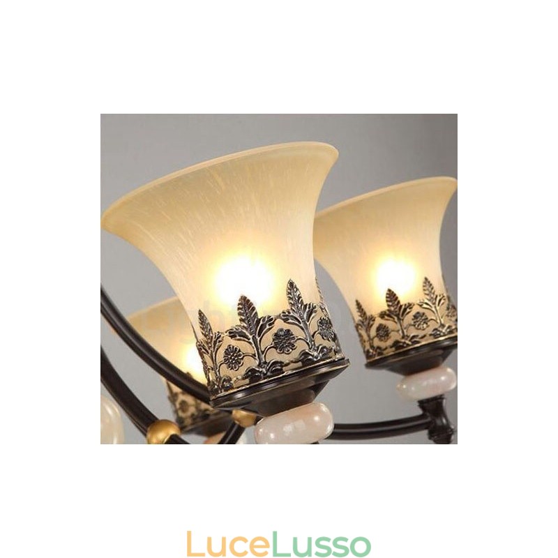 Lampadario tradizionale classico in metallo integrato a 3 luci