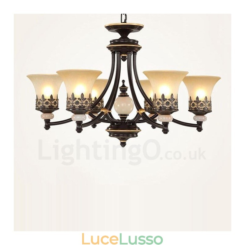 Lampadario tradizionale classico in metallo integrato a 6 luci