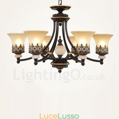 Lampadario tradizionale classico in metallo integrato a 6 luci Lampadario tradizionale classico in metallo integrato a 6 luci