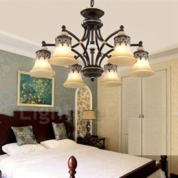 Lampadario tradizionale classico in metallo integrato a 6 luci