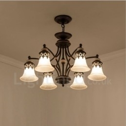 Lampadario tradizionale classico in metallo integrato a 6 luci