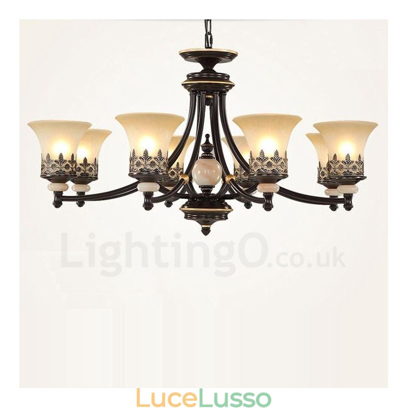 Lampadario tradizionale classico in metallo integrato a 8 luci