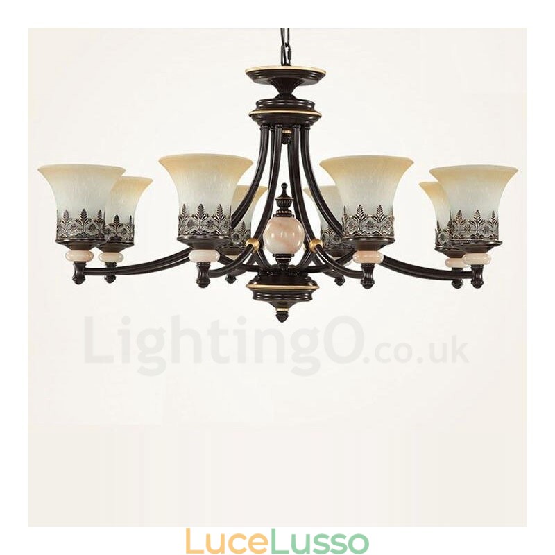 Lampadario tradizionale classico in metallo integrato a 8 luci