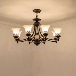 Lampadario tradizionale classico in metallo integrato a 8 luci