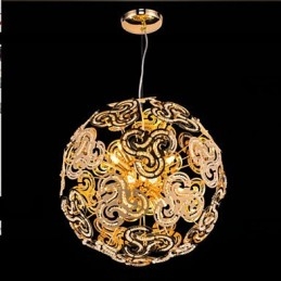 Lampadario moderno semplice con sfera di cristallo e luce pendente a globo