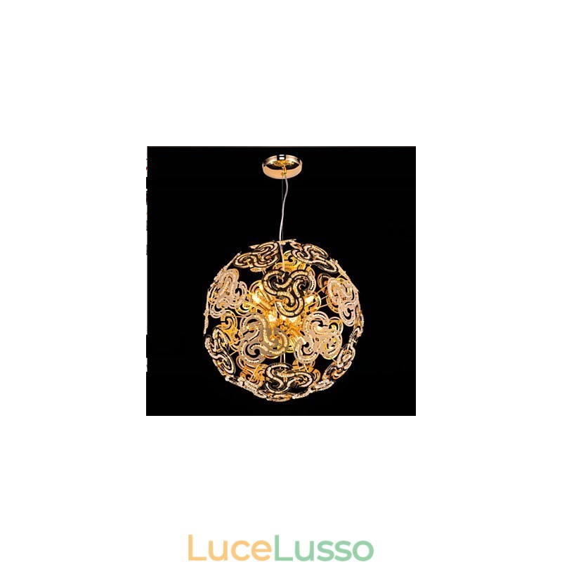 Lampadario moderno semplice con sfera di cristallo e luce pendente a globo