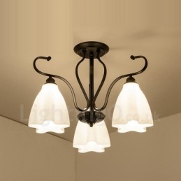 Lampadario integrato rustico a 3 luci