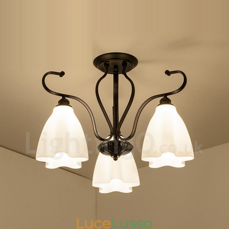Lampadario integrato rustico a 3 luci