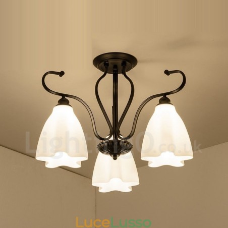 Lampadario integrato rustico a 3 luci