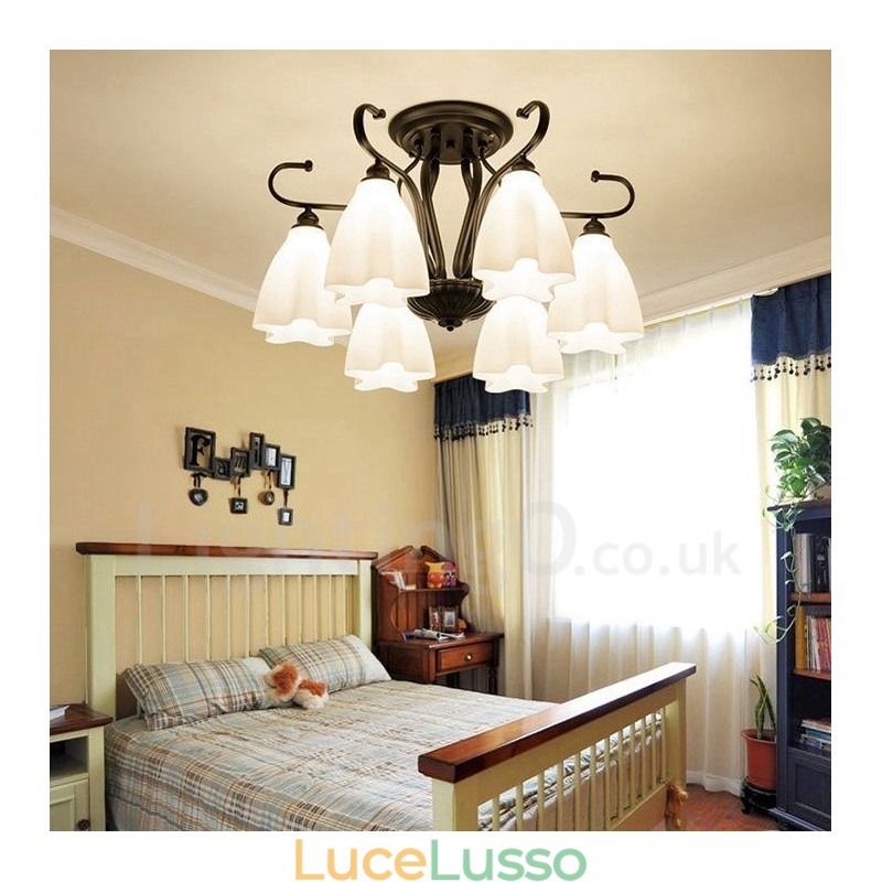 Lampadario integrato rustico a 6 luci