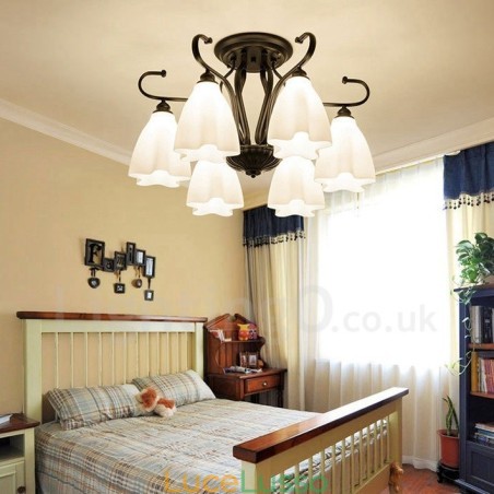 Lampadario integrato rustico a 6 luci Lampadario integrato rustico a 6 luci