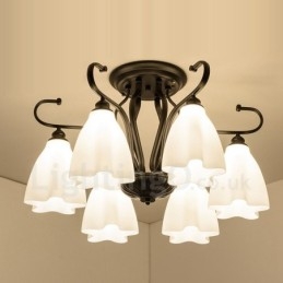 Lampadario integrato rustico a 6 luci