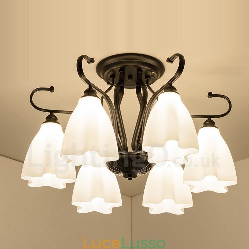 Lampadario integrato rustico a 6 luci