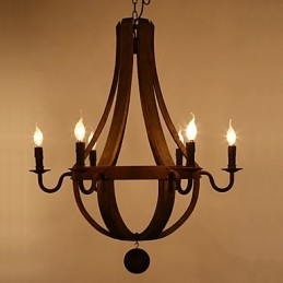 Lampadario a sospensione rustico americano in legno vintage con lampada a sospensione e lampada da soggiorno