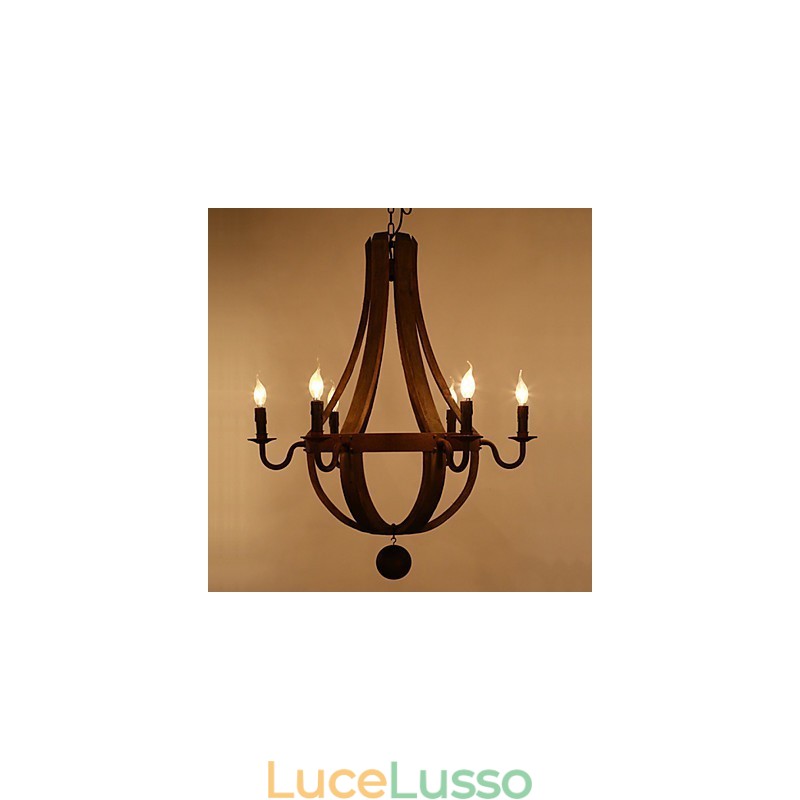 Lampadario a sospensione rustico americano in legno vintage con lampada a sospensione e lampada da soggiorno