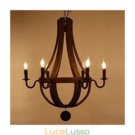 Lampadario a sospensione rustico americano in legno vintage con lampada a sospensione e lampada da soggiorno Lampadario a sospensione rustico americano in legno vintage con lampada a sospensione e lampada da soggiorno
